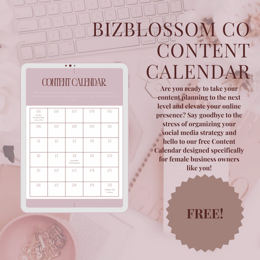 FREE BizBlossom Co Content Calendar